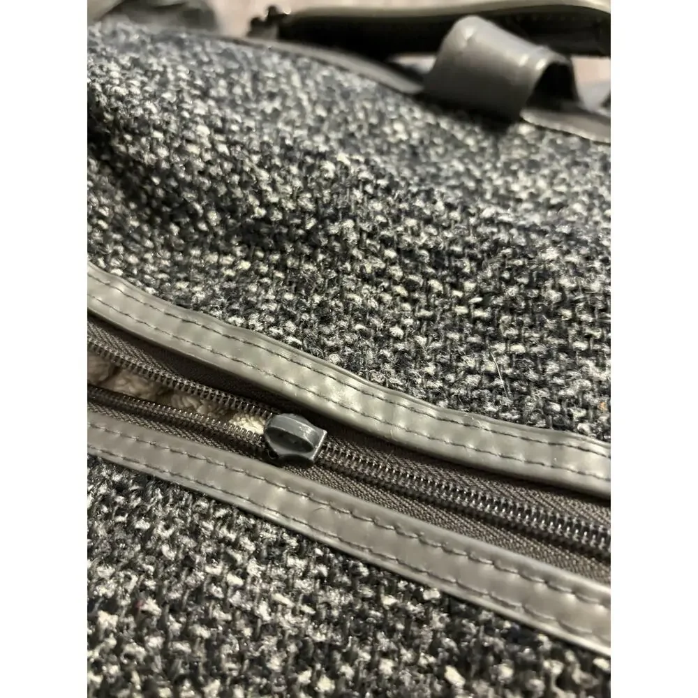 X3 VTG NWT OSCAR DE LA RENTA Tweed Luggage Travel Bag Gray Duffle Garment